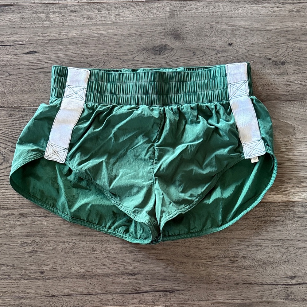 FP Movement Green Athletic Shorts with White Stripes